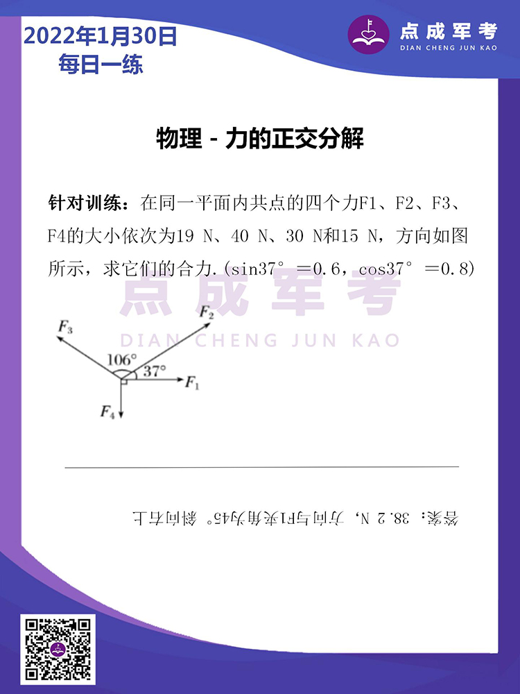 2022年1月30日每日一练｜物理-力的正交分解