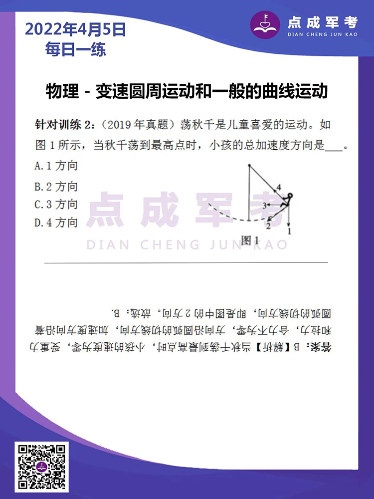 2022年4月5日每日一练｜物理-变速圆周运动和一般的曲线运动