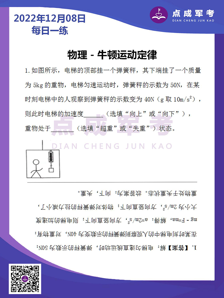 2022年12月8日每日一练｜物理-牛顿运动定律